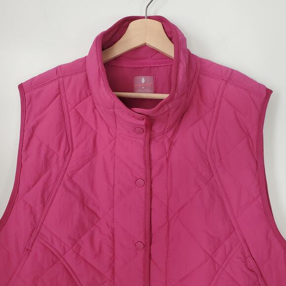 FP Movement Free People Quinn Quilted Waistcoat Puffer Magenta Haze Combo Medium - Picture 6 of 13